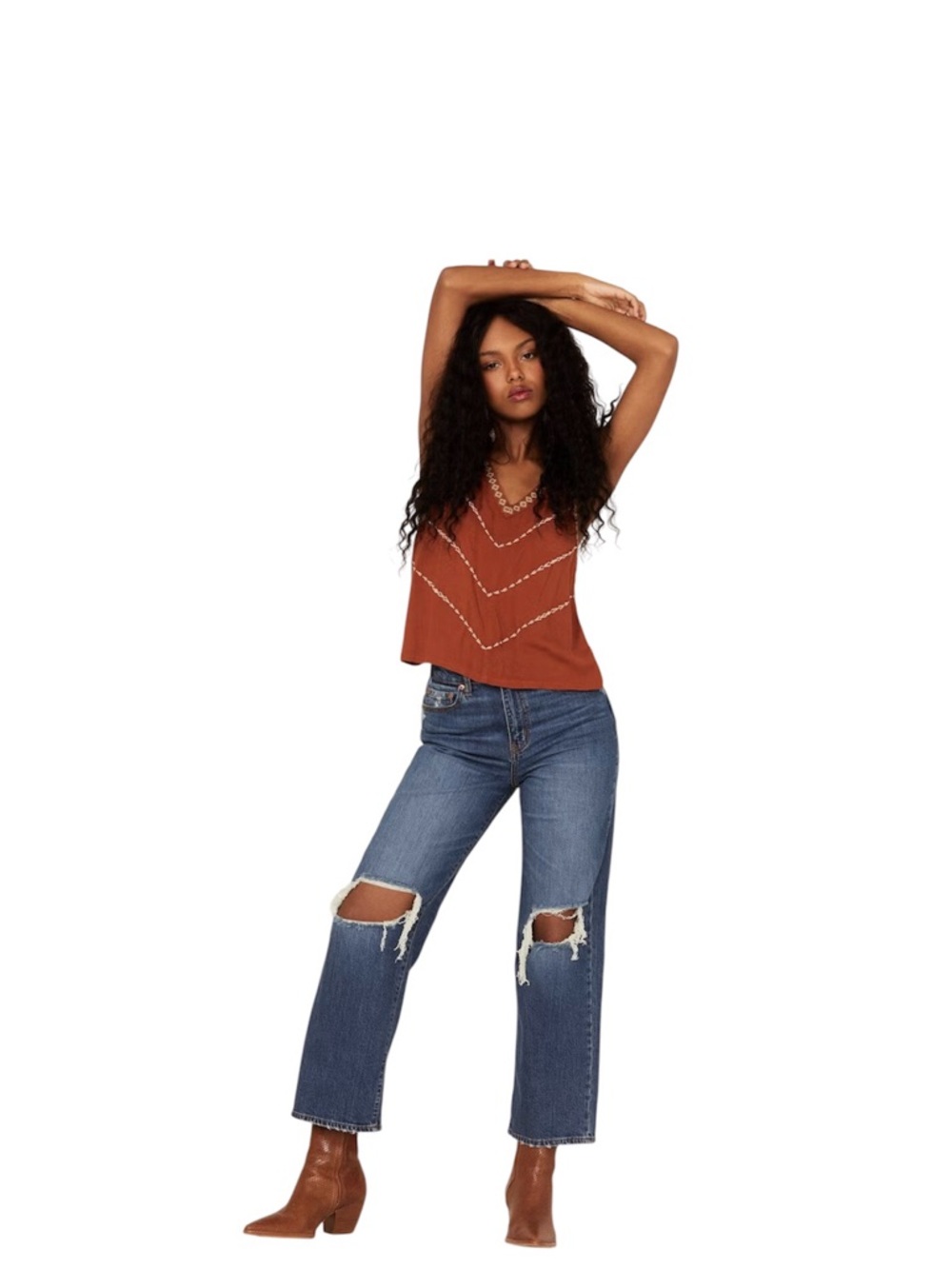 SHYANNE WOMEN'S RUST EMBROIDERED
SOUTHWESTERN CAMI